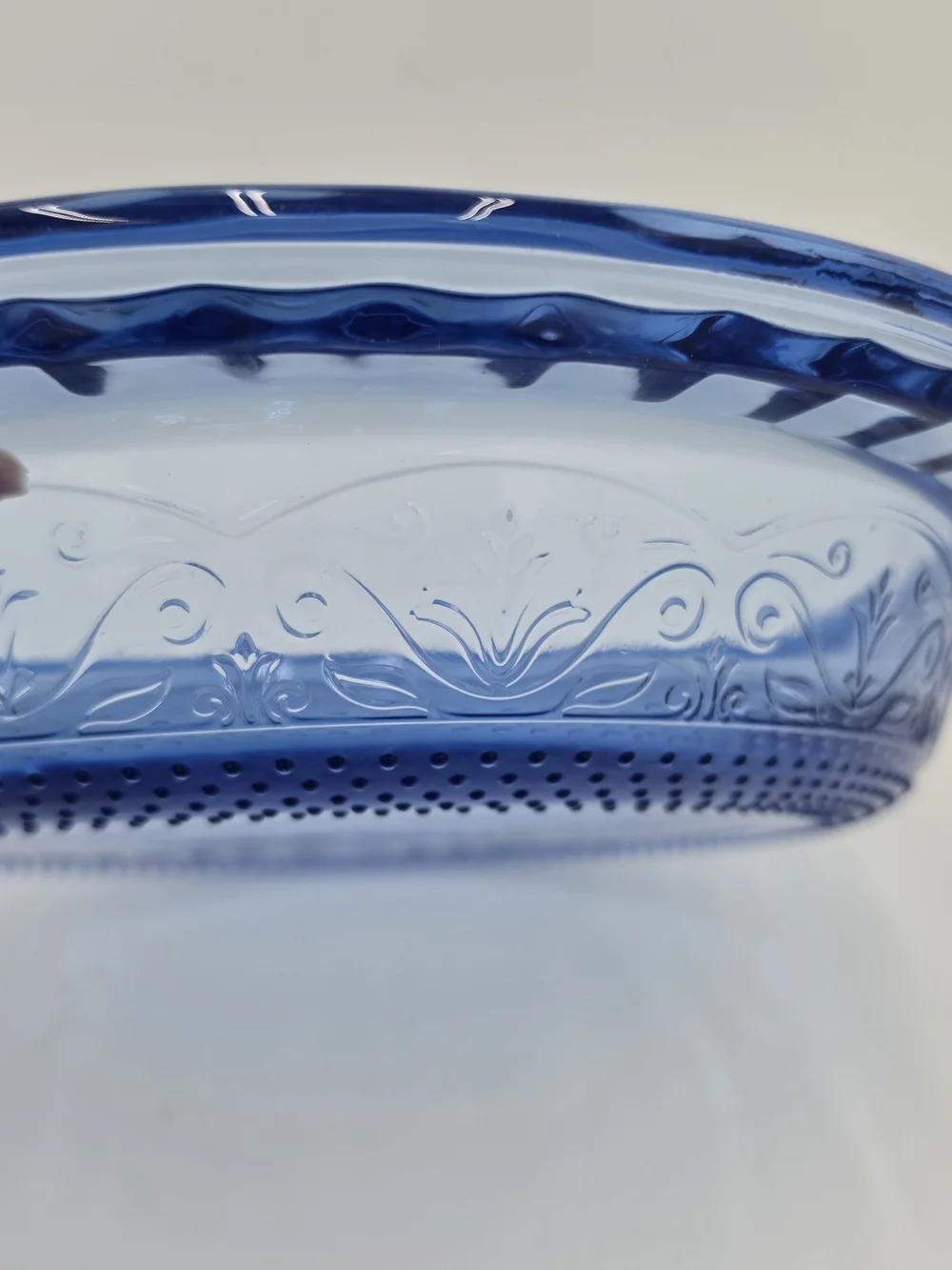 Vintage Blue Glass Pie Dish – 11